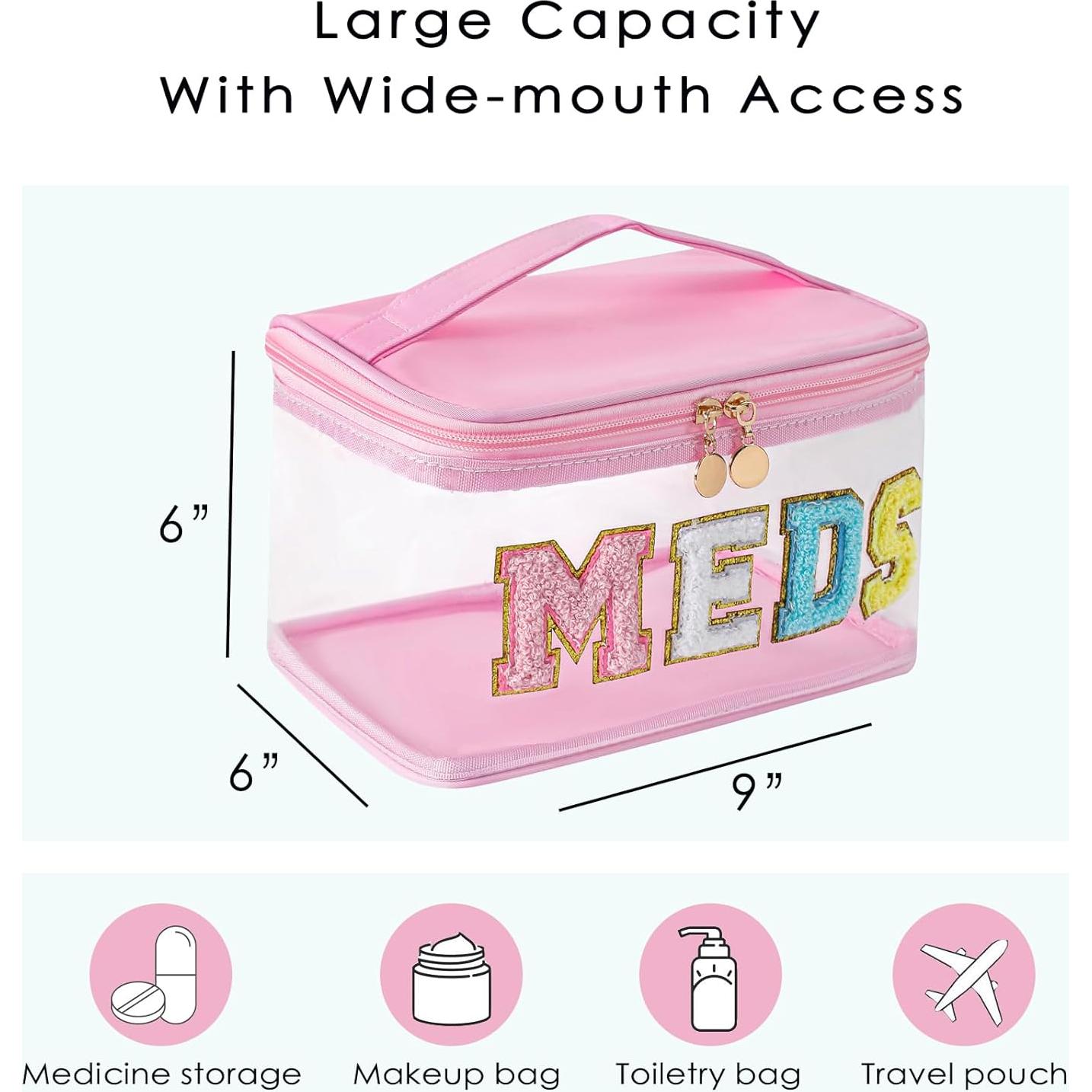 Bolsa de Maquillaje Clear Chenille Rosa Claro 22.86x15.24cm