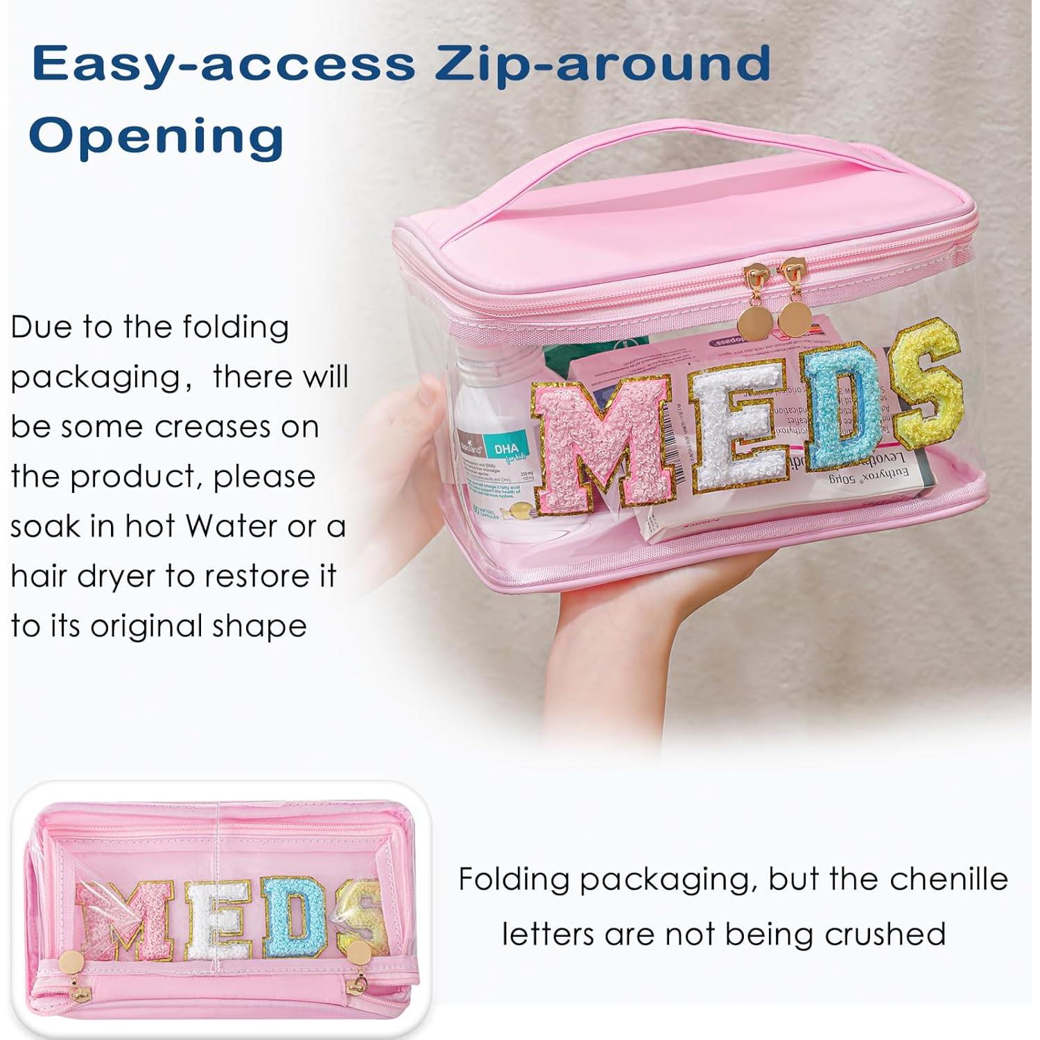 Bolsa de Maquillaje Clear Chenille Rosa Claro 22.86x15.24cm