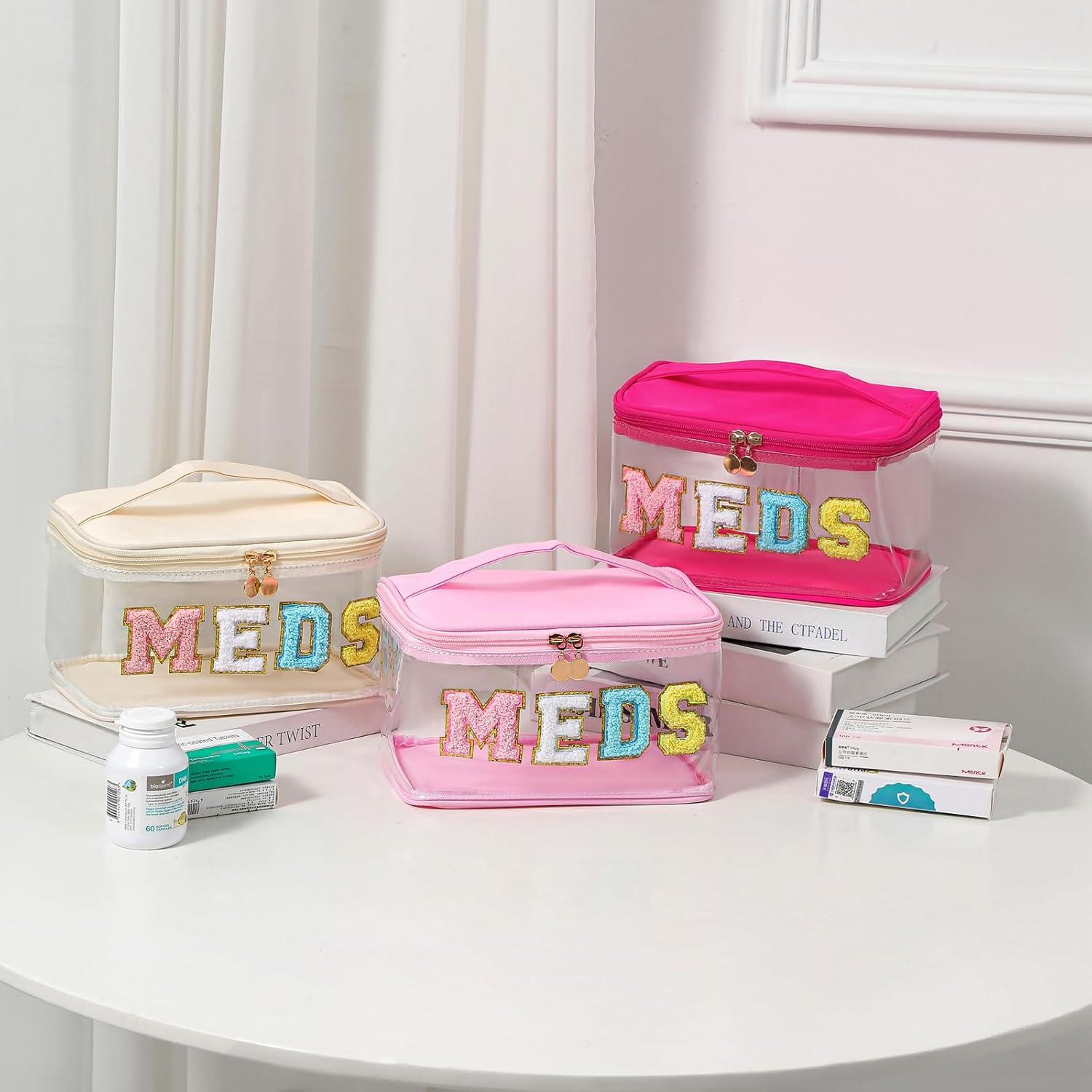 Bolsa de Maquillaje Clear Chenille Rosa Claro 22.86x15.24cm