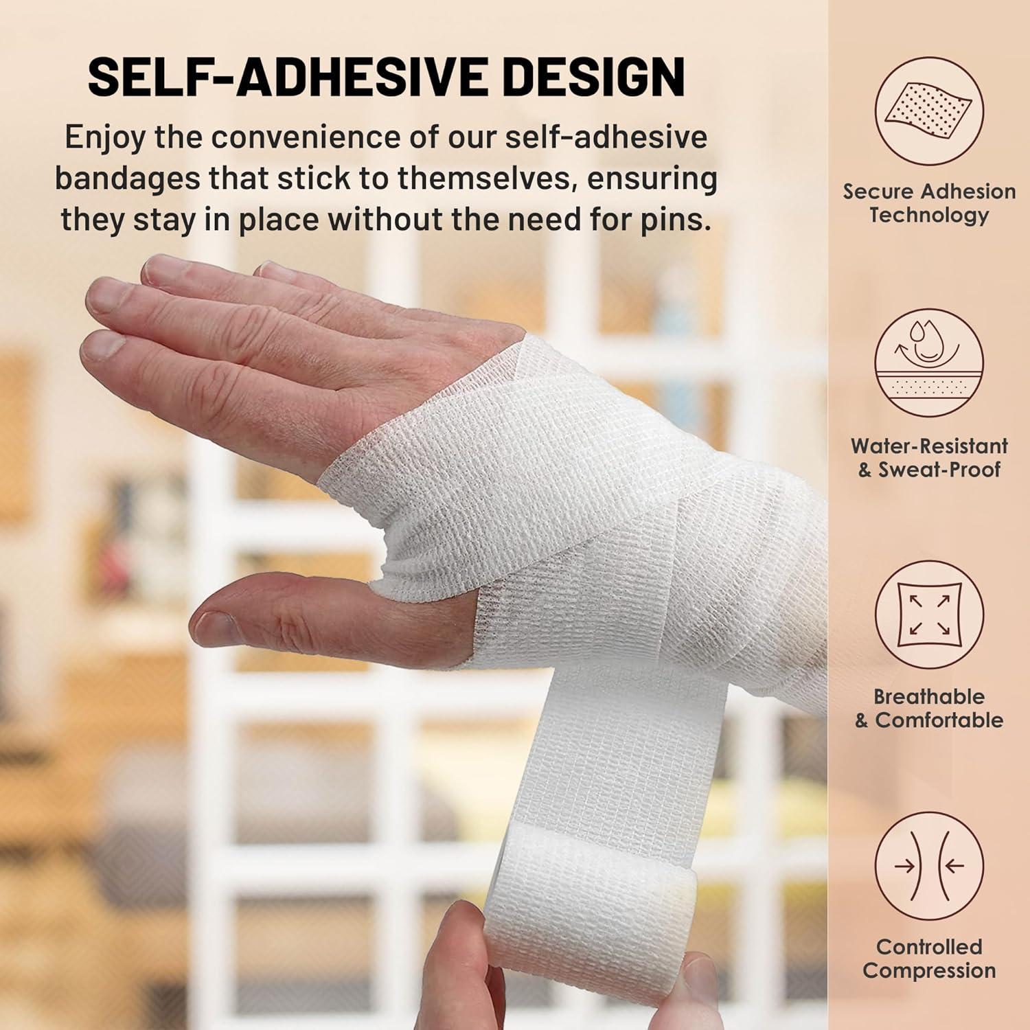 Cinta Cohesiva Autoadherente MEDca - 6 Rollos 5 cm x 4.57 m