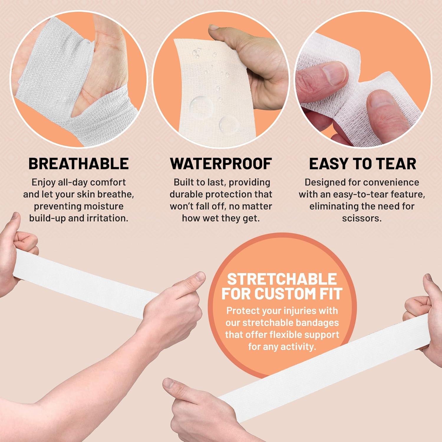 Cinta Cohesiva Autoadherente MEDca - 6 Rollos 5 cm x 4.57 m