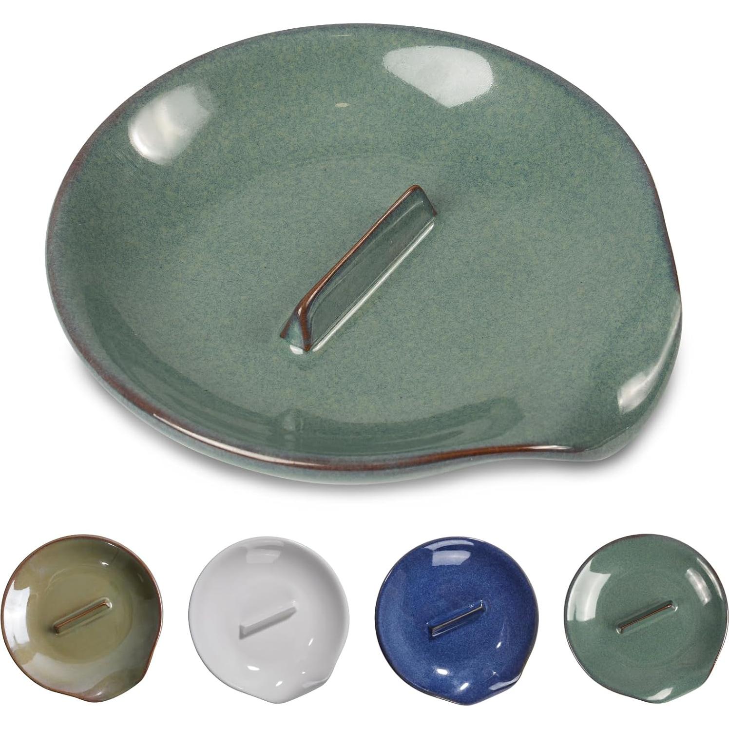 Reposacucharas de cerámica FFQ azul 10.16 cm apto lavavajillas