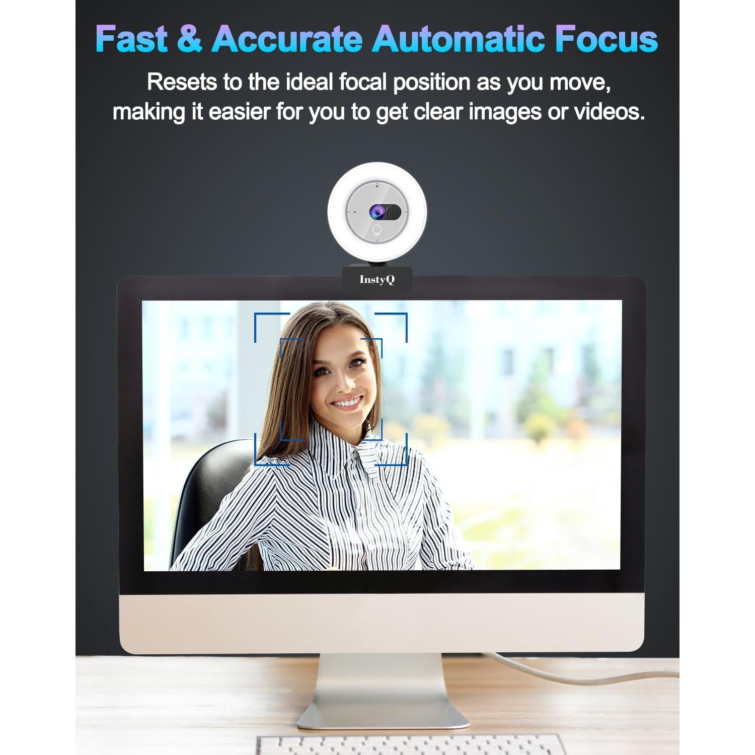 Cámara web 2K InstyQ con micrófono y tapa de privacidad