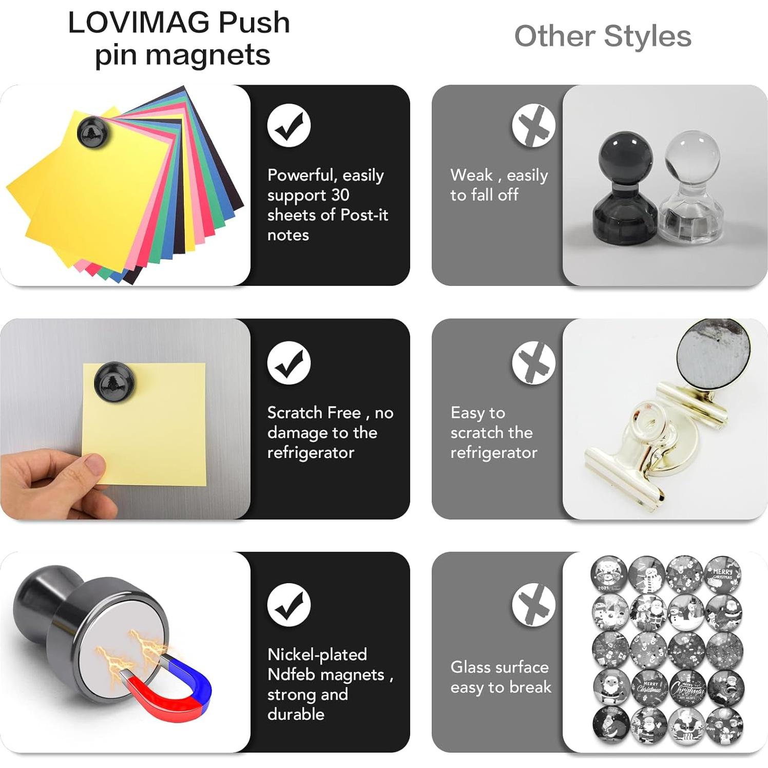 Imanes de Nevera LOVIMAG 12 Piezas Negros Fuertes