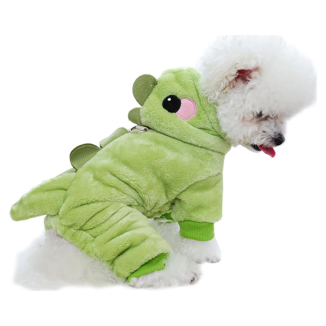 Disfraz de Dinosaurio para Perros Pequeños Anelekor Verde-2