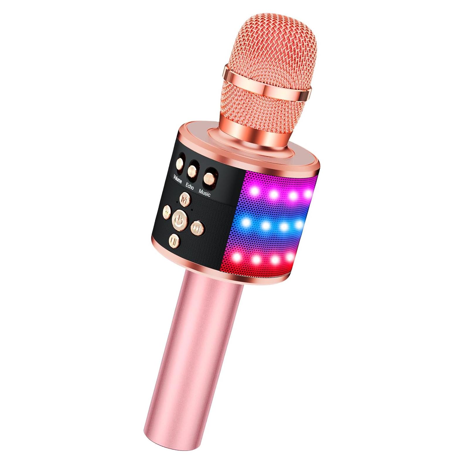 Micrófono Karaoke BONAOK Q78 Inalámbrico con Altavoz LED
