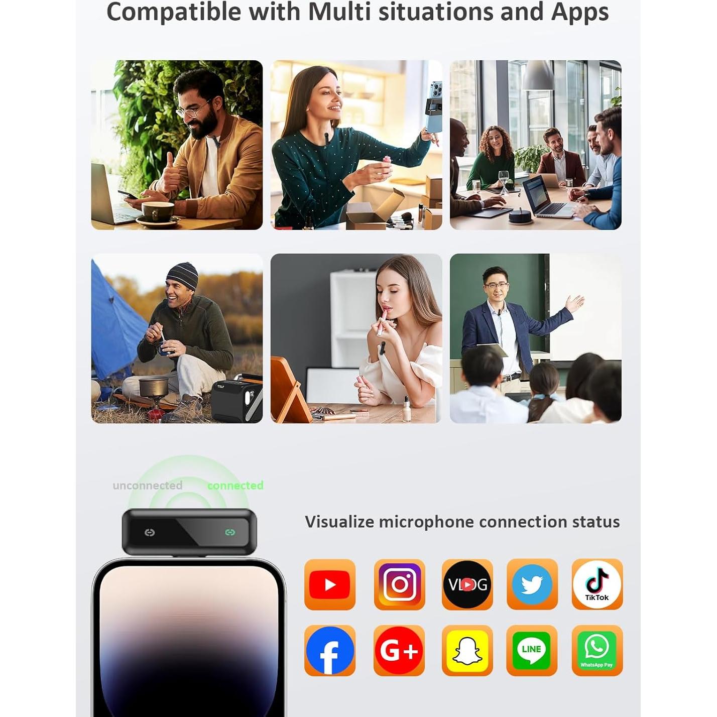 Micrófono Lavalier Inalámbrico BILIWAL USB-C para iPhone 16