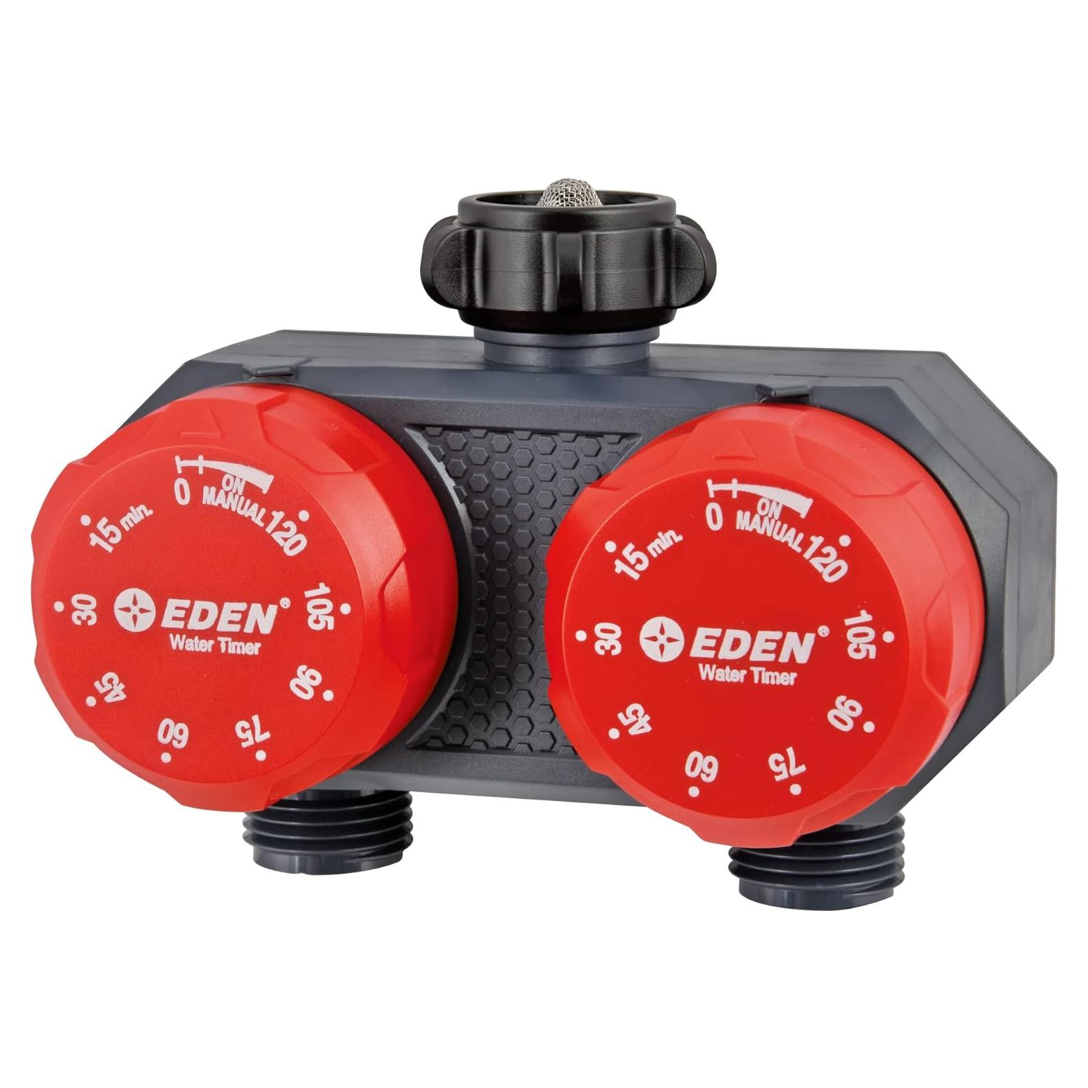 Temporizador de Riego Mecánico Eden 25124 2 Zonas Rojo Gris