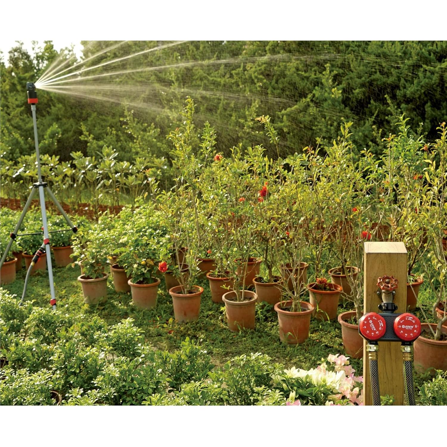 Temporizador de Riego Mecánico Eden 25124 2 Zonas Rojo Gris