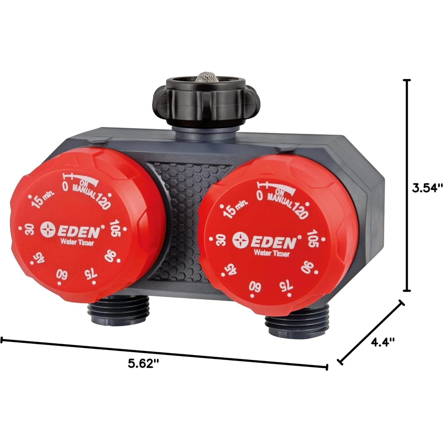 Temporizador de Riego Mecánico Eden 25124 2 Zonas Rojo Gris