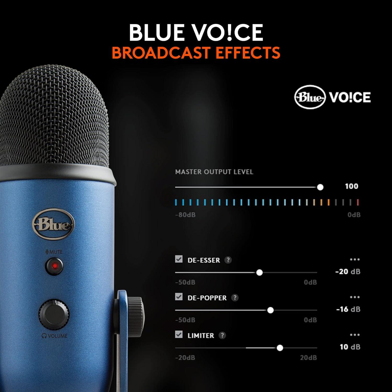 Micrófono USB Logitech Blue Yeti 4 Patrones Polares - Azul