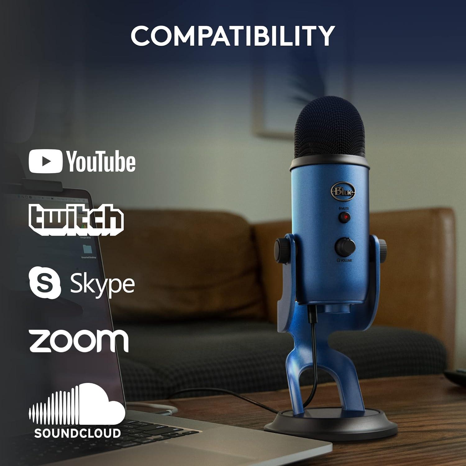 Micrófono USB Logitech Blue Yeti 4 Patrones Polares - Azul