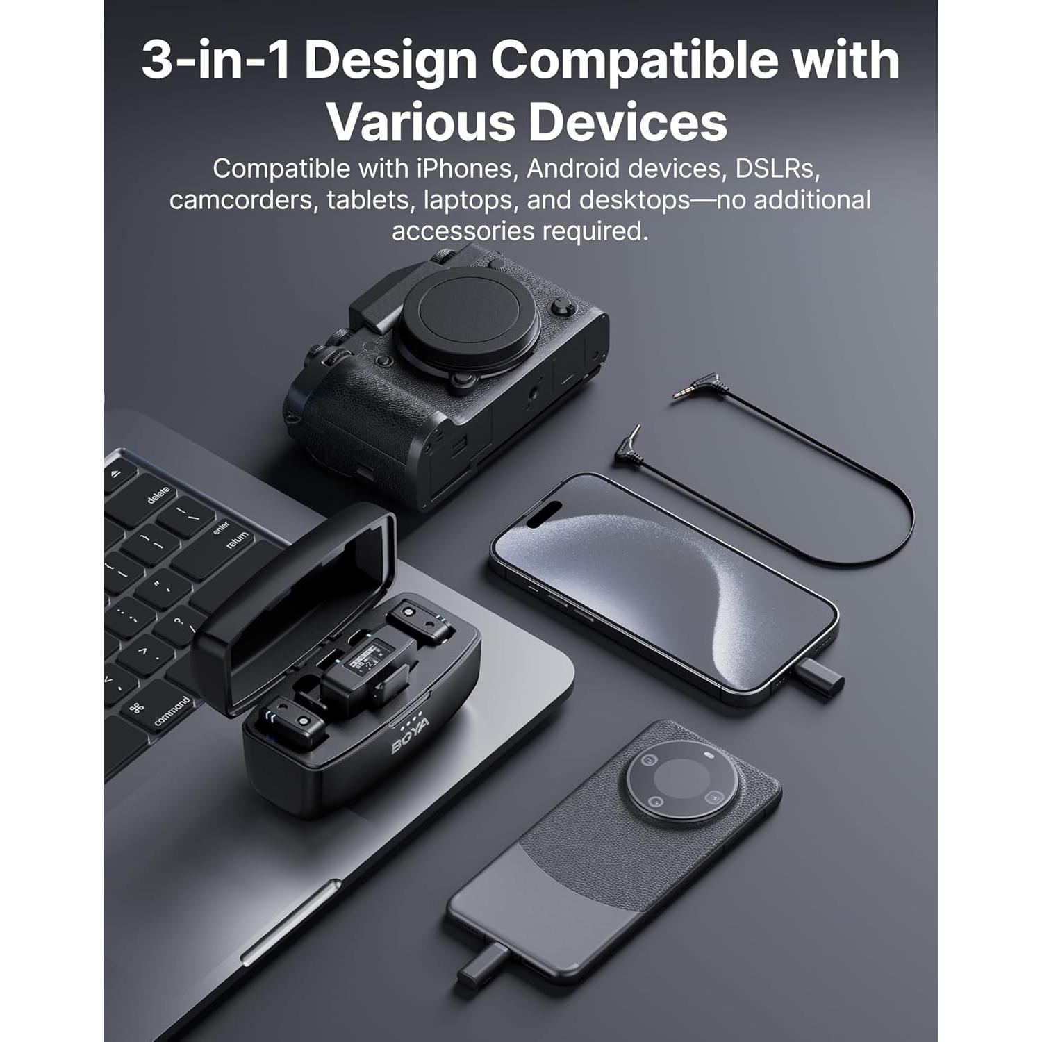 Micrófono Lavalier Inalámbrico BOYAMIC 300m 10h Batería