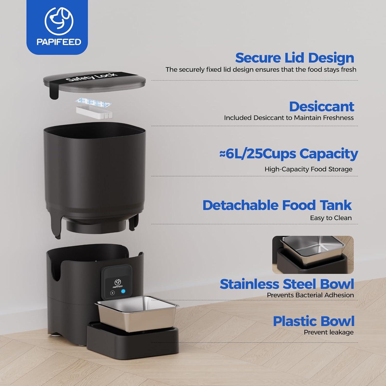 Comedero Automático PAPIFEED 6L WiFi Control APP Gatos