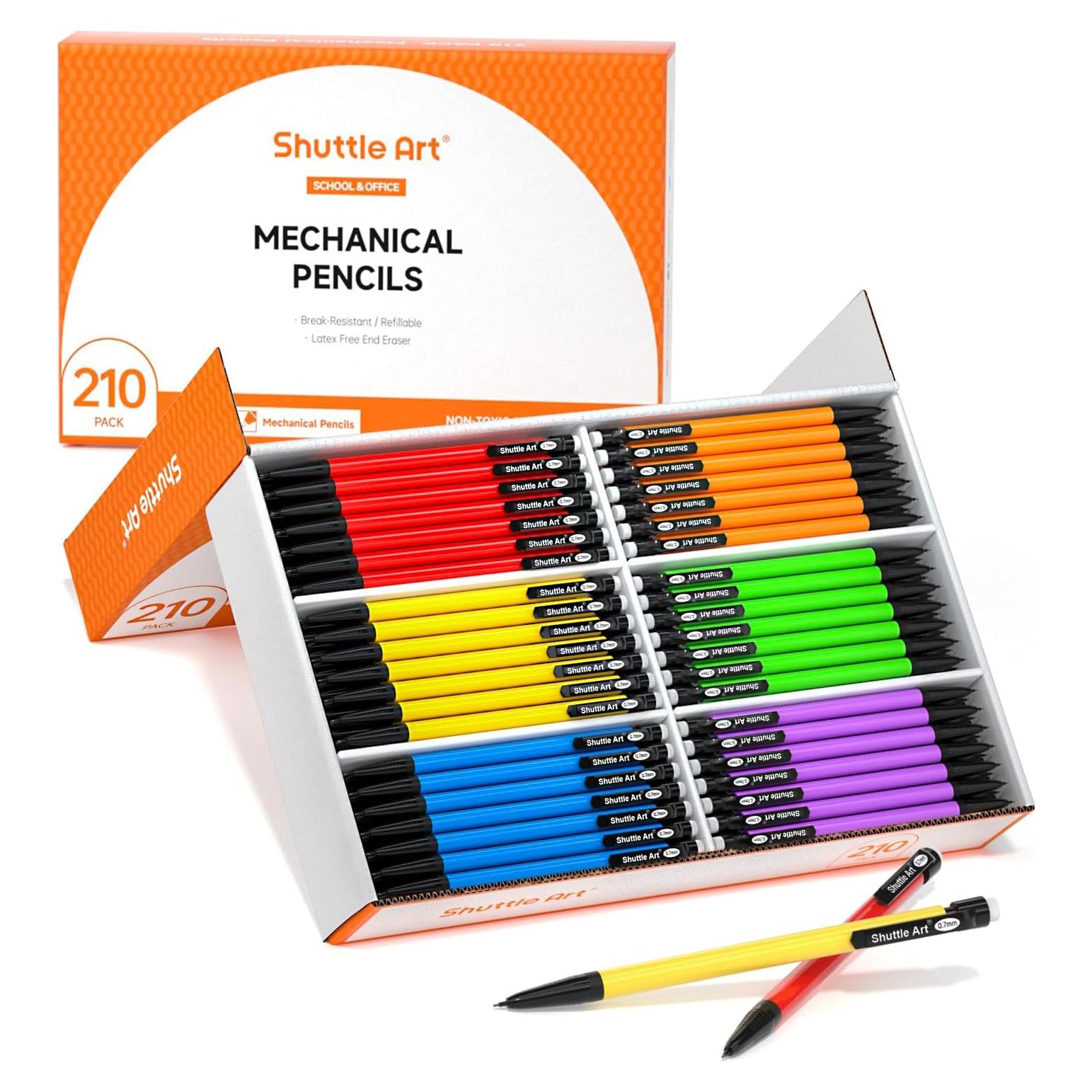 Lápices Mecánicos Shuttle Art 210 Piezas 0.7mm HB