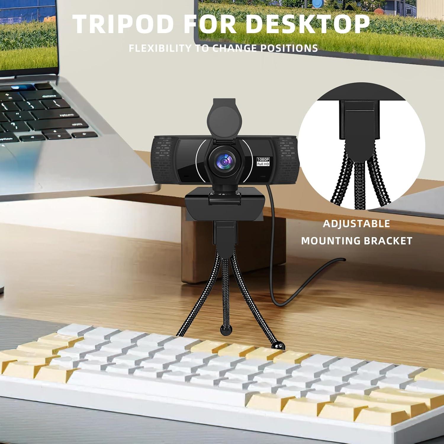 Cámara Web Full HD PEATOP 1080P con Micrófono y Trípode