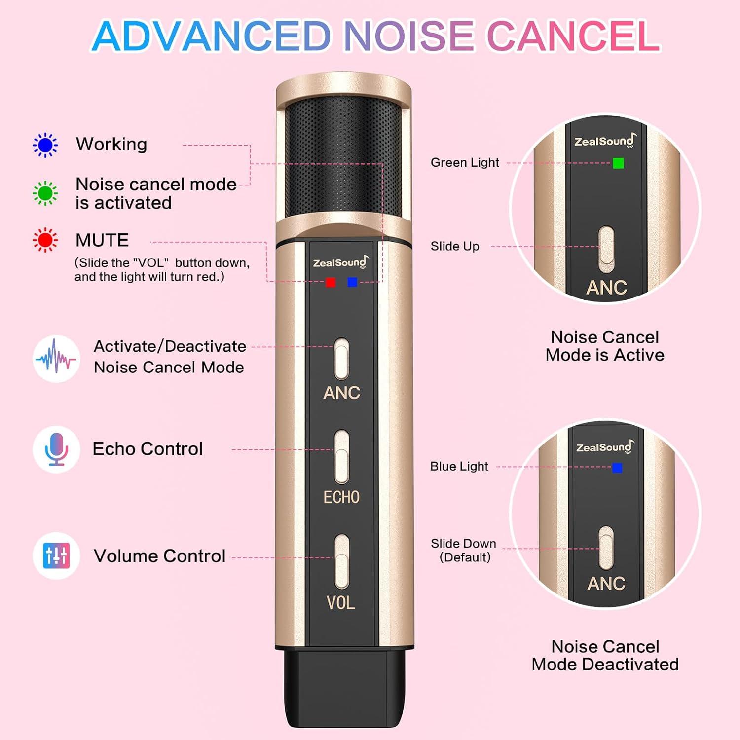 Micrófono de Estudio ZealSound K08U Oro con Soporte y USB