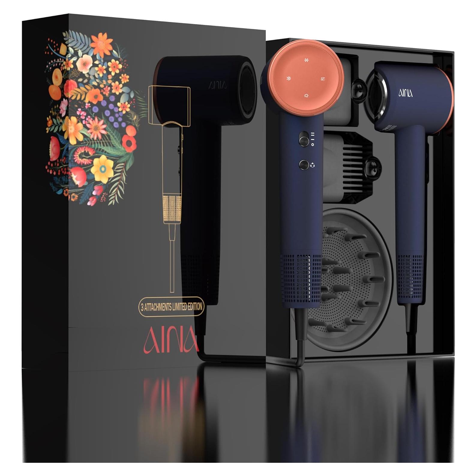 Secador de Pelo AINA X1 - Motor Sin Escobillas 110,000 RPM, 3 Accesorios