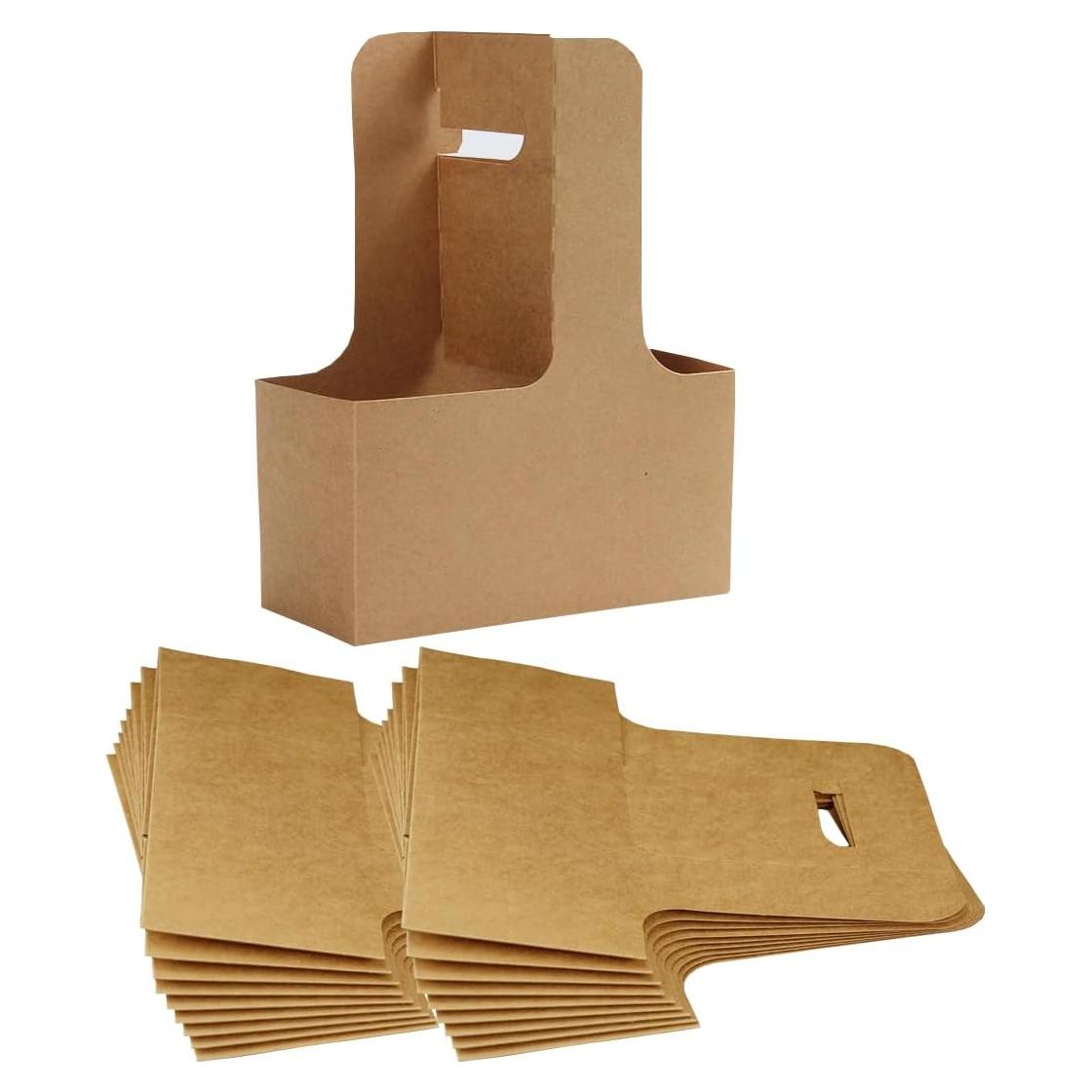 Portavasos de Cartón Kraft para 2 Tazas - 20 Unidades