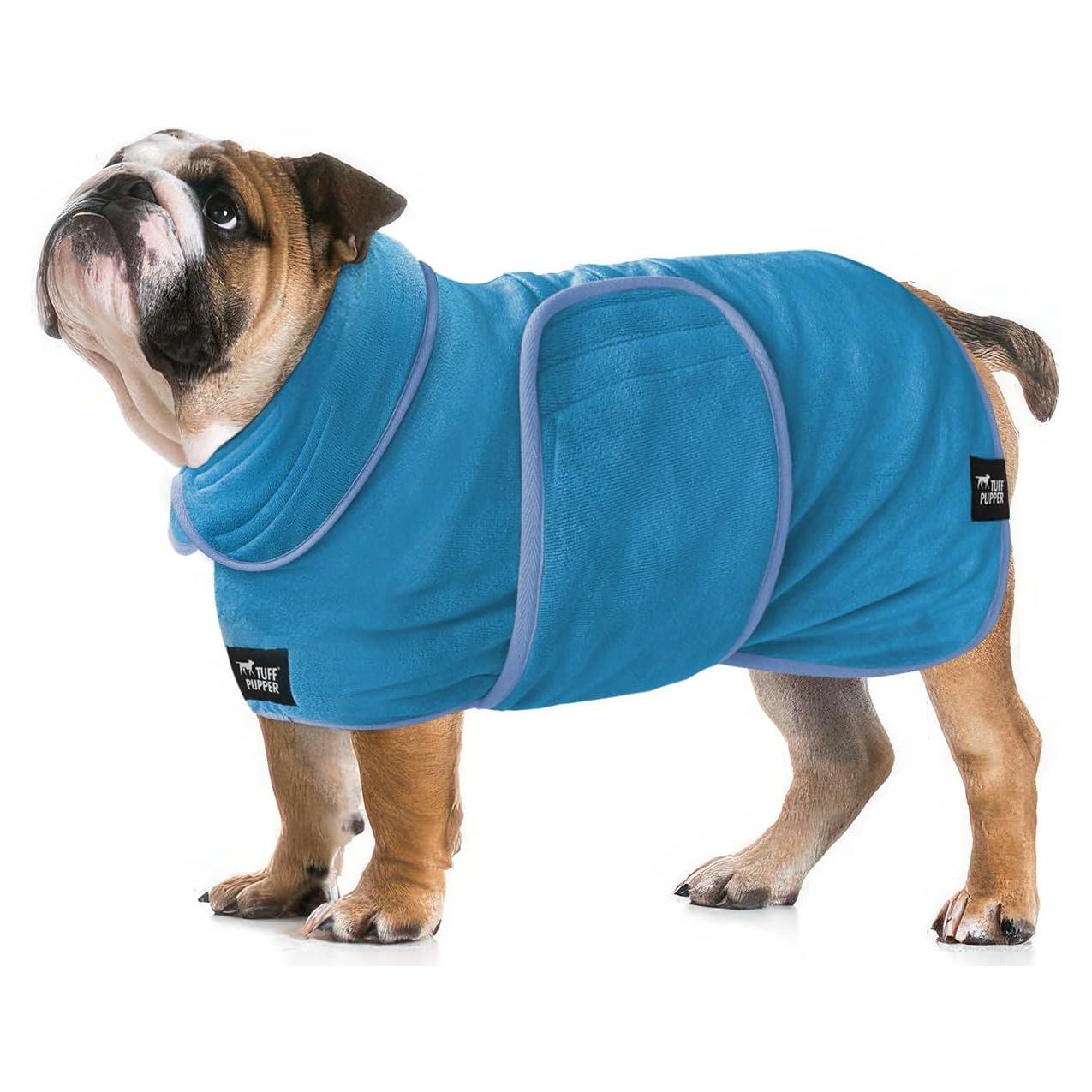 Bata de Baño para Perros Tuff Pupper L Azul Secado Rápido