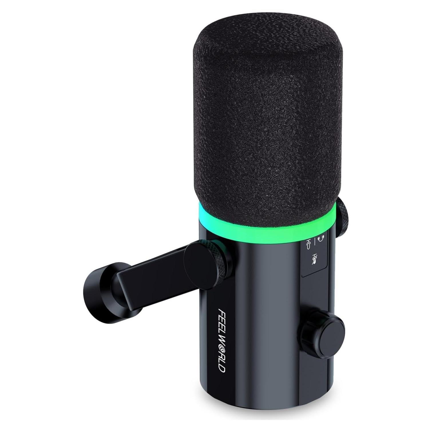 Micrófono Dinámico FEELWORLD PM1-XS USB/XLR Cardioide RGB