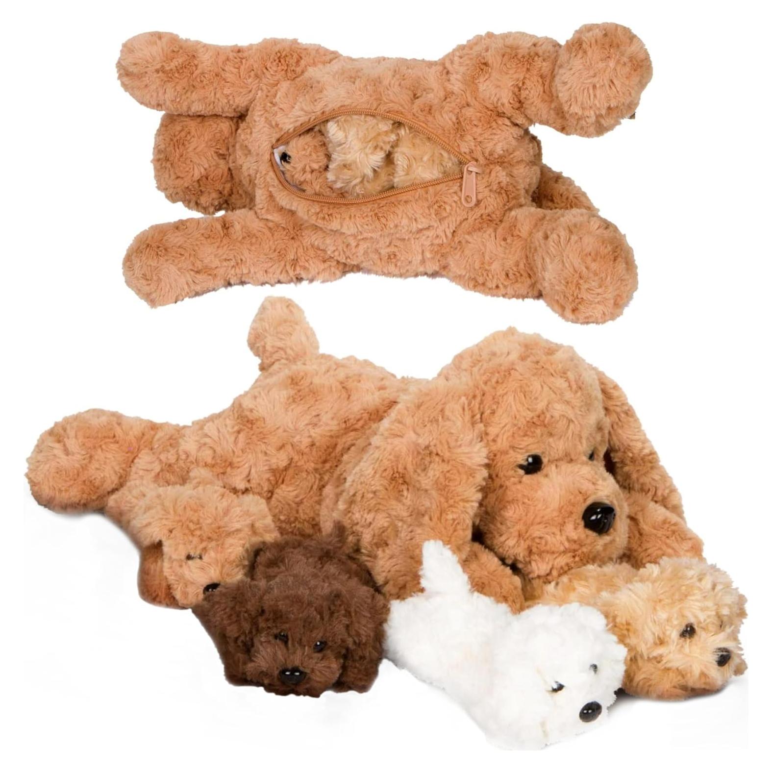 PixieCrush Peluche Labradoodle con 4 Cachorros 12,7cm