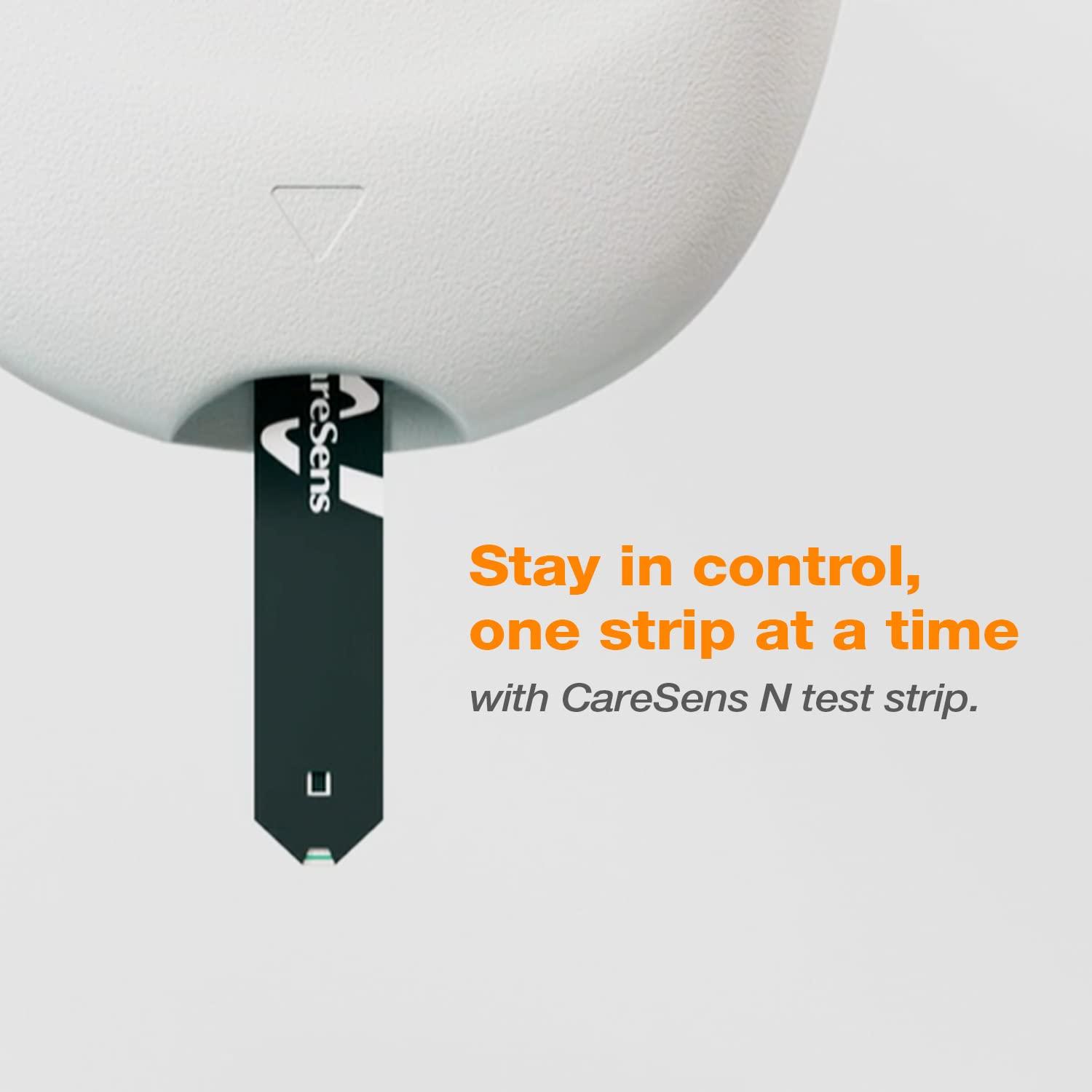 Kit de Monitoreo de Glucosa CareSens N Feliz con 100 Tiras y Lancetas