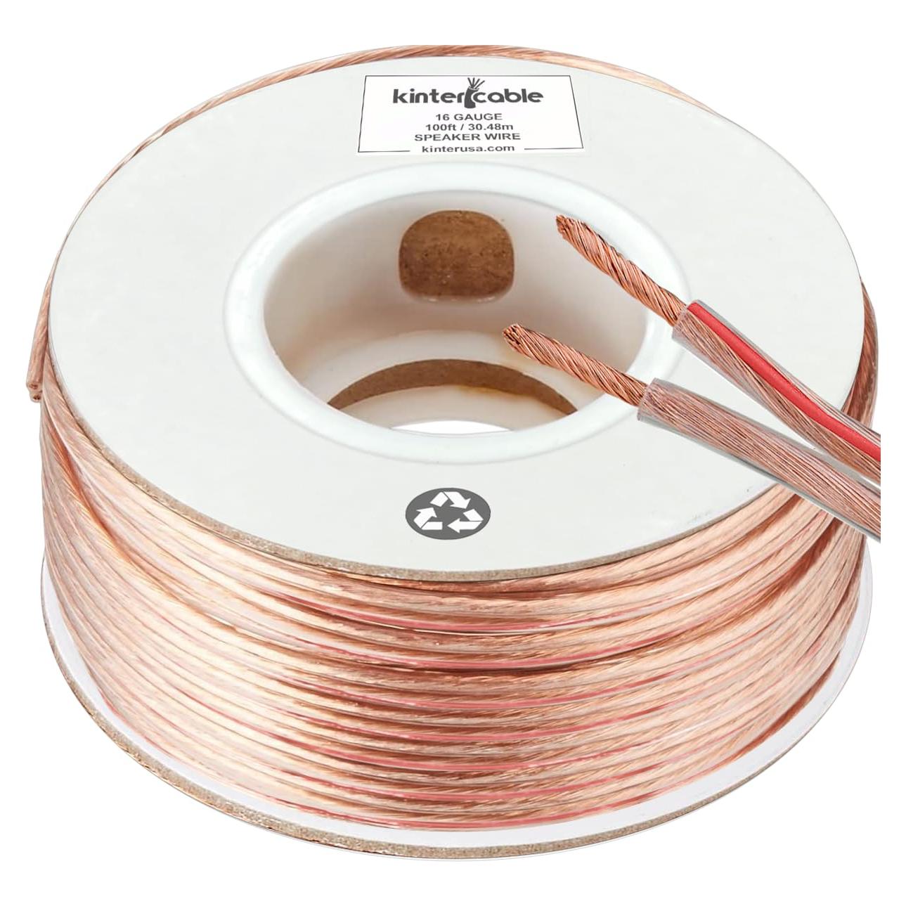 Cable de Altavoz Kinter 30.48m 16-Gauge CCA PVC Flexible