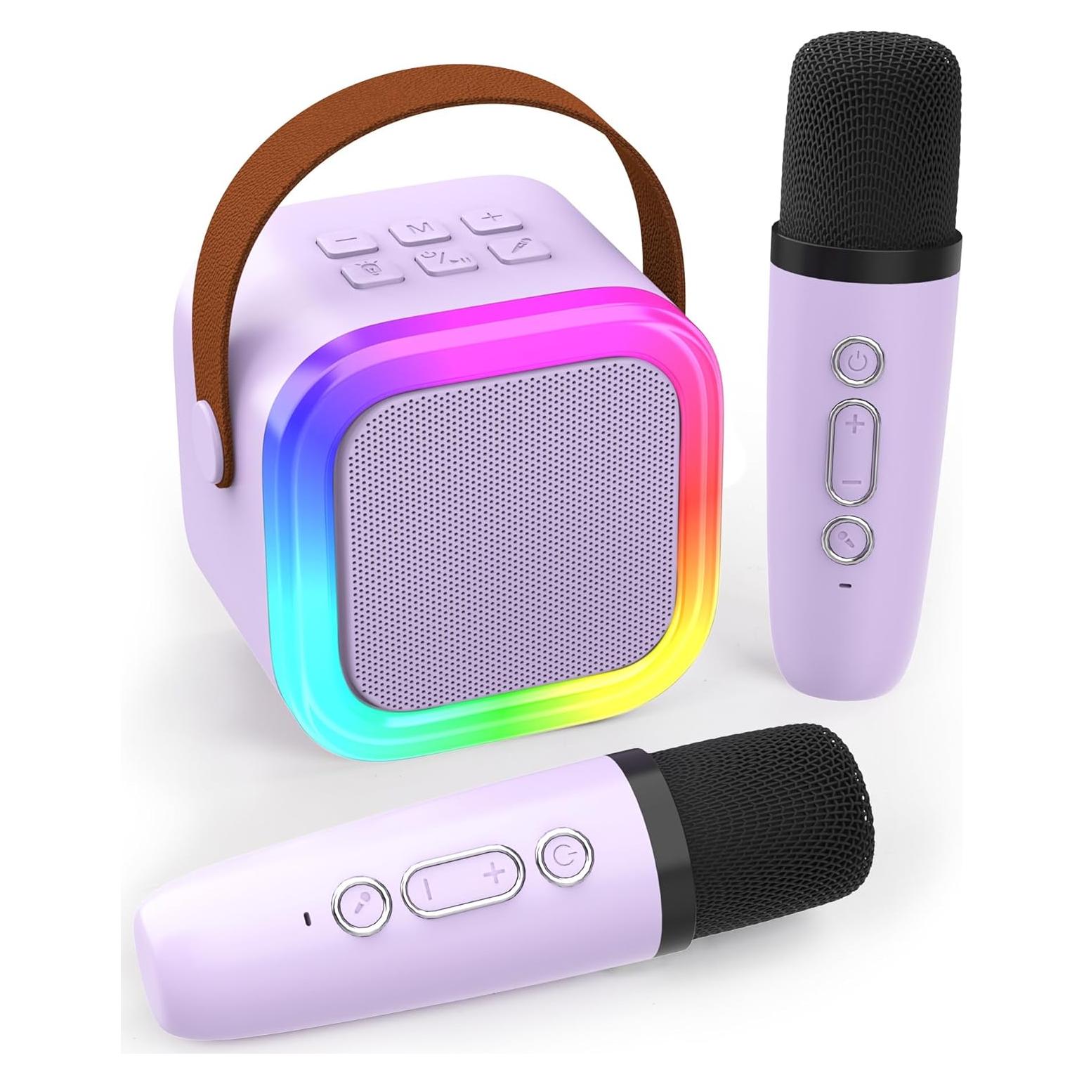 Mini Máquina de Karaoke S12C2 con 2 Micrófonos Inalámbricos