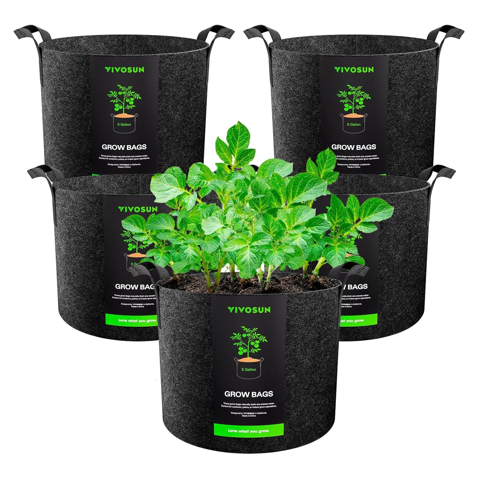 Bolsas de Cultivo VIVOSUN 5 Litros Tela Resistente 5 Pzas