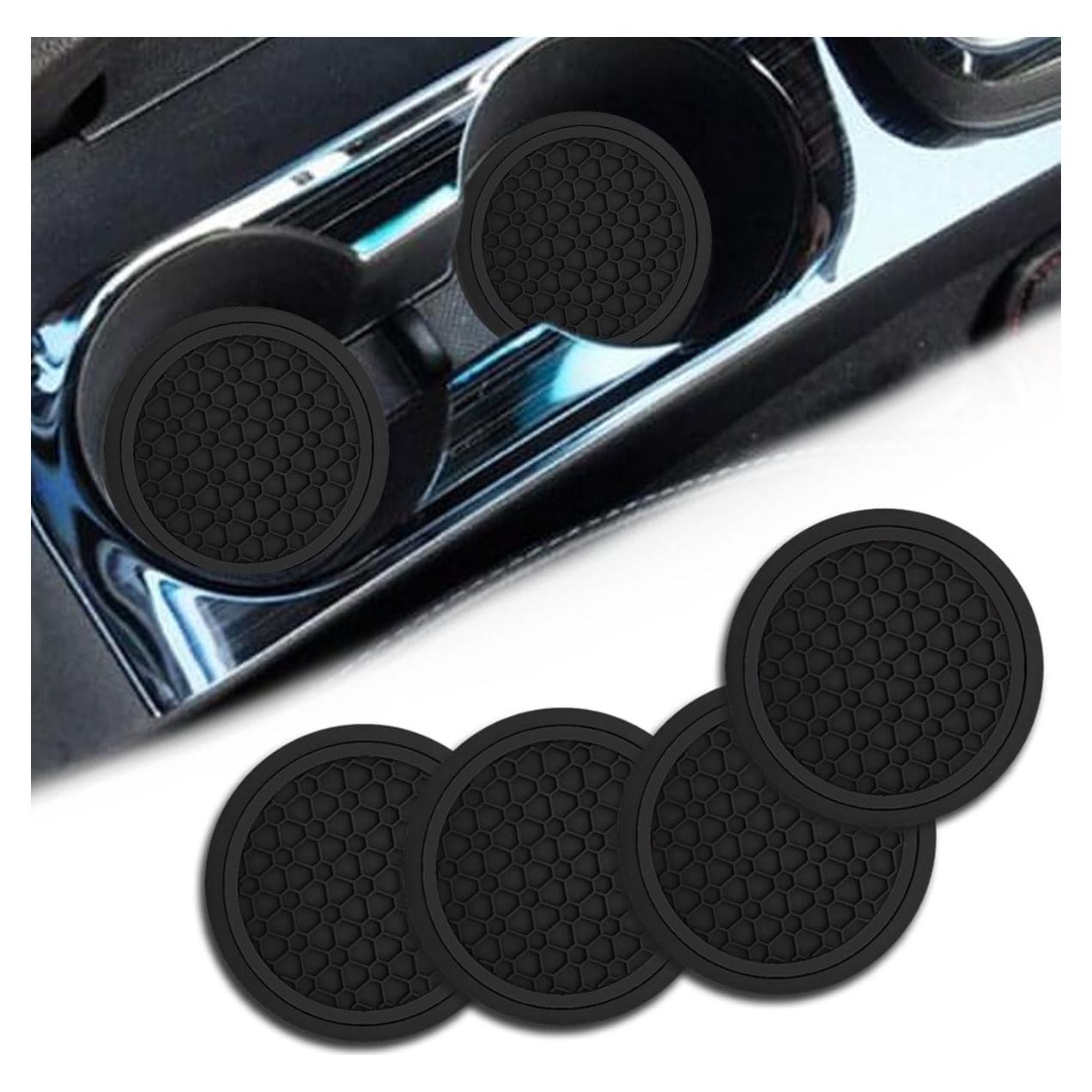 Posavasos para Coche Couslcd 4PCS Antideslizantes PVC Negro
