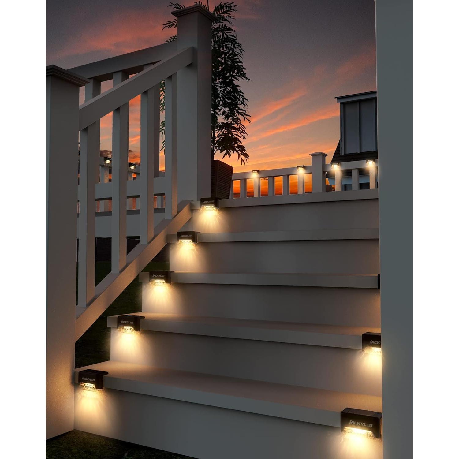 JACKYLED 16 Luces de Escalera LED Solares Impermeables