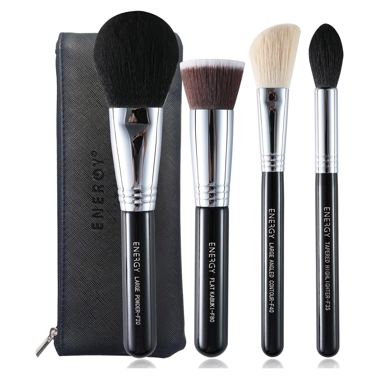 Conjunto de Brochas de Maquillaje ENERGY 4PCS Veganas para Rostro
