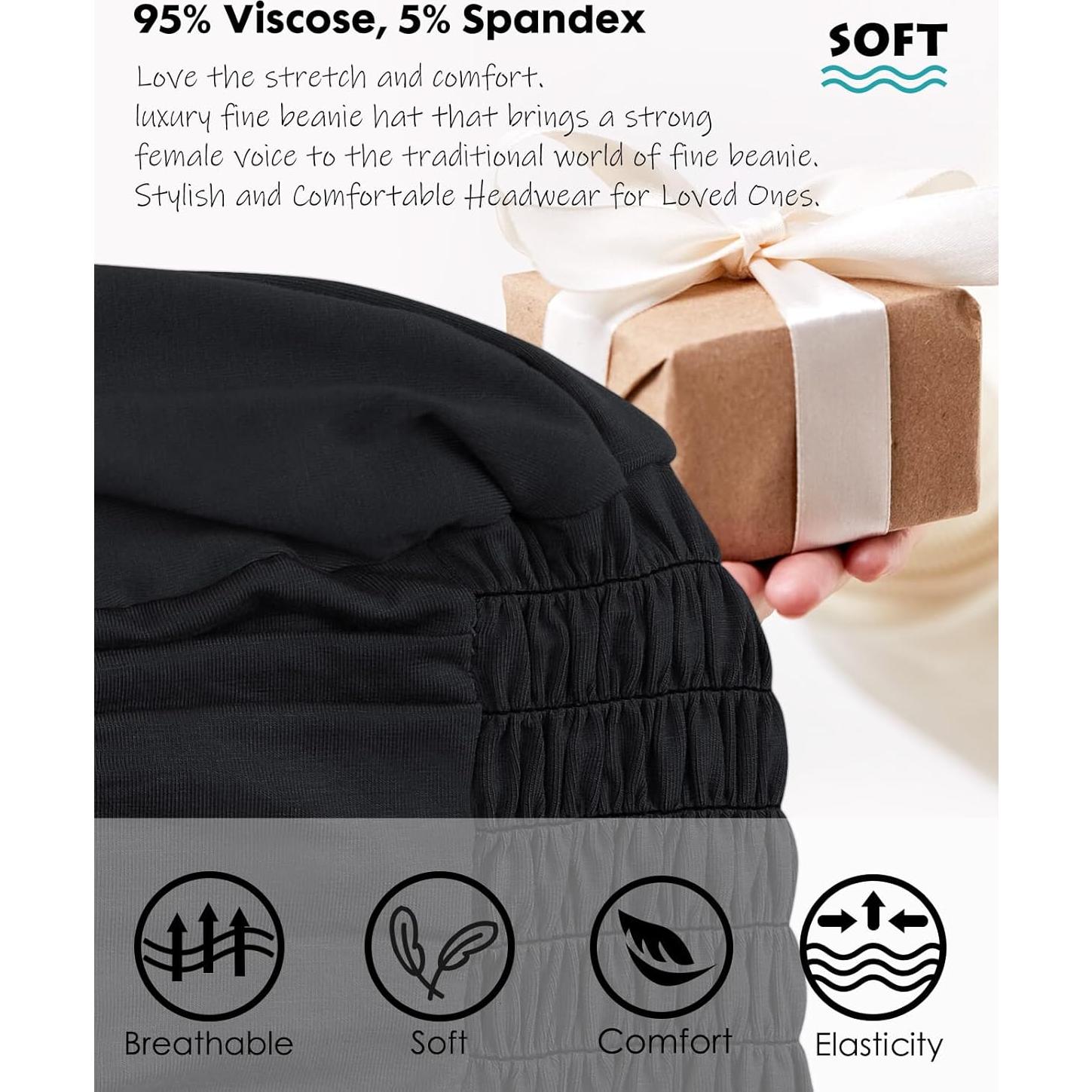 Gorro de Quimioterapia para Mujeres - Viscosa Suave Negro