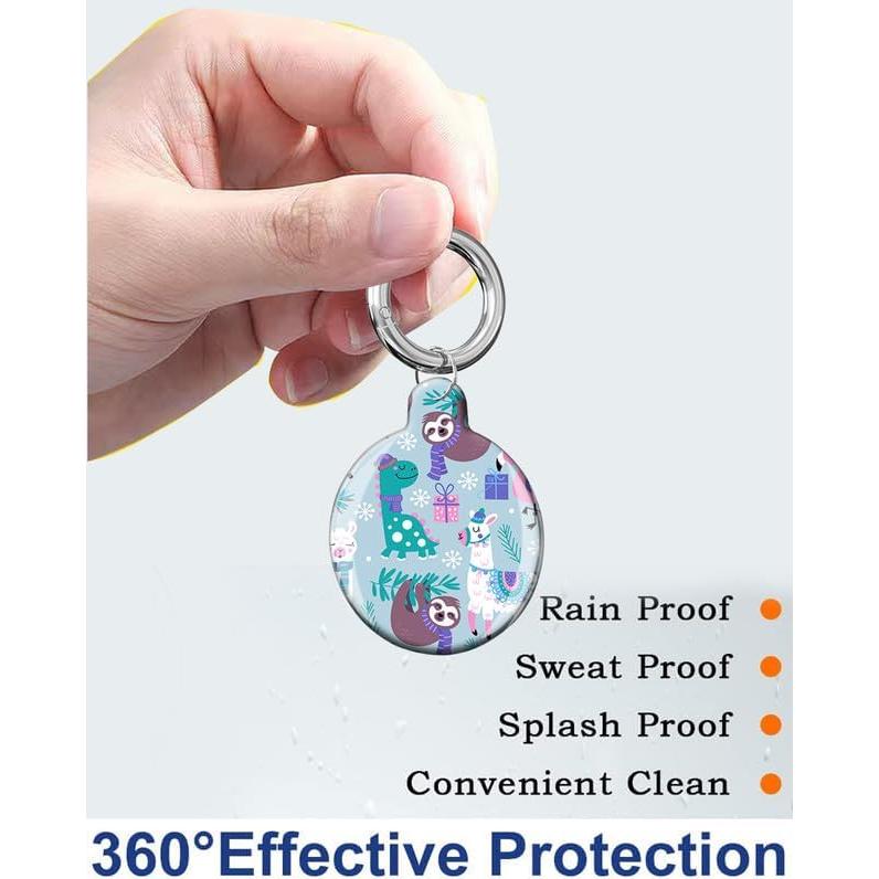 Compatible with Air Tag Case Cover,Protective Tracker Case with Loop Keychain Holder,Scratch Resistant Air Tag Cover for Wallet,Luggage,Dog,Pets(Animals Llama Sloth)