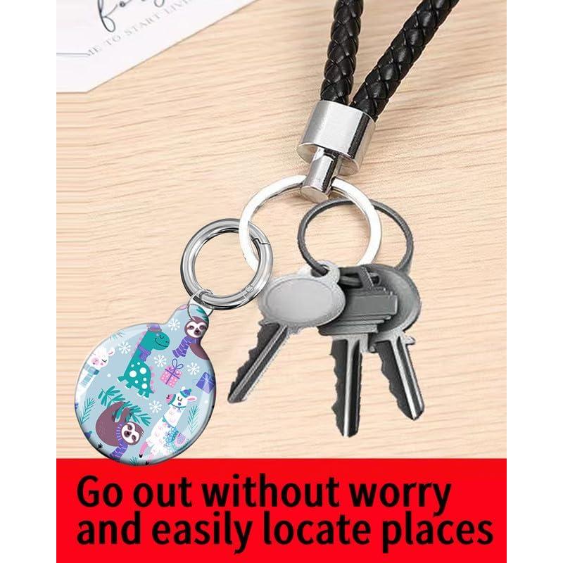 Compatible with Air Tag Case Cover,Protective Tracker Case with Loop Keychain Holder,Scratch Resistant Air Tag Cover for Wallet,Luggage,Dog,Pets(Animals Llama Sloth)