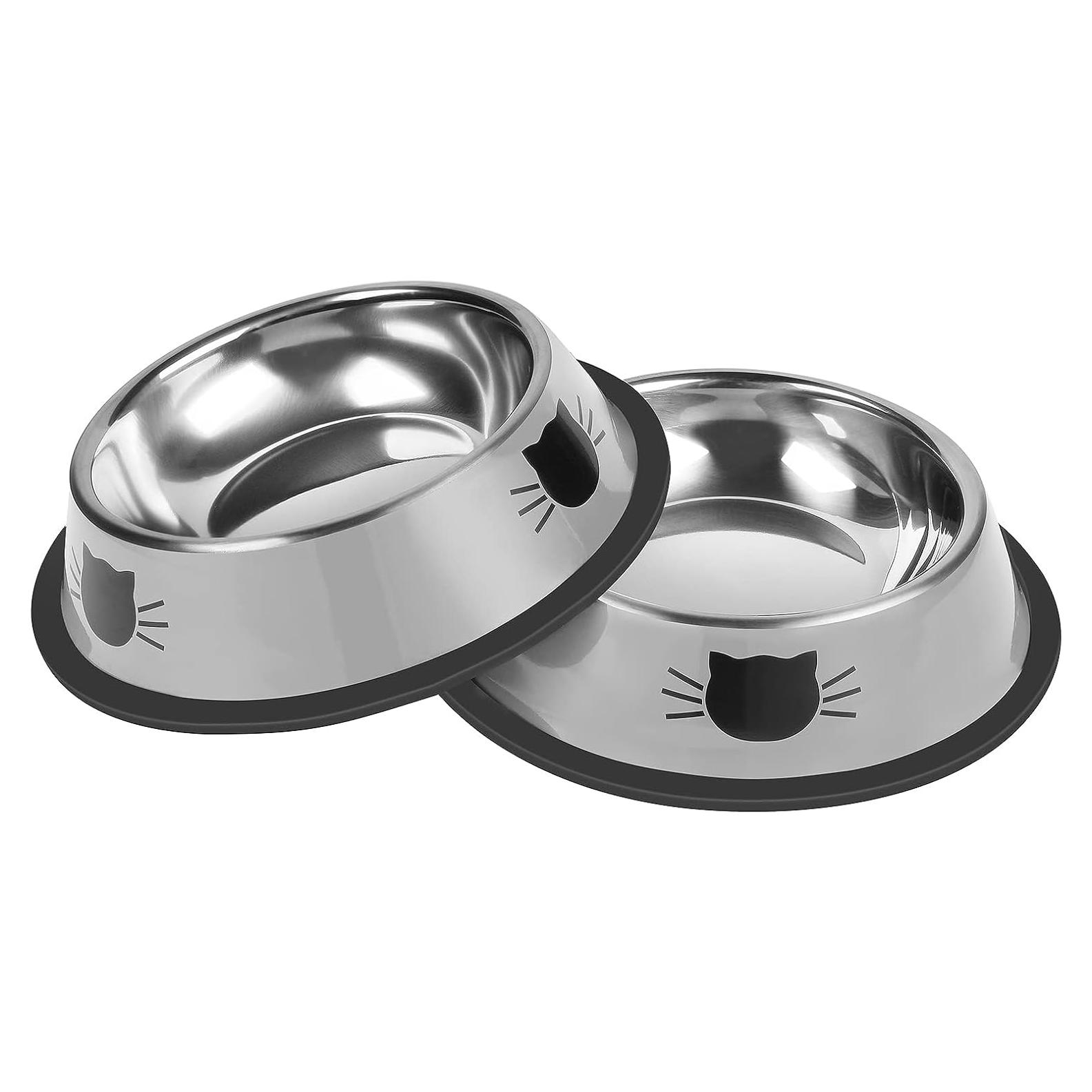 2 Cuencos Antideslizantes para Gatos Hach 198g Acero Inoxidable