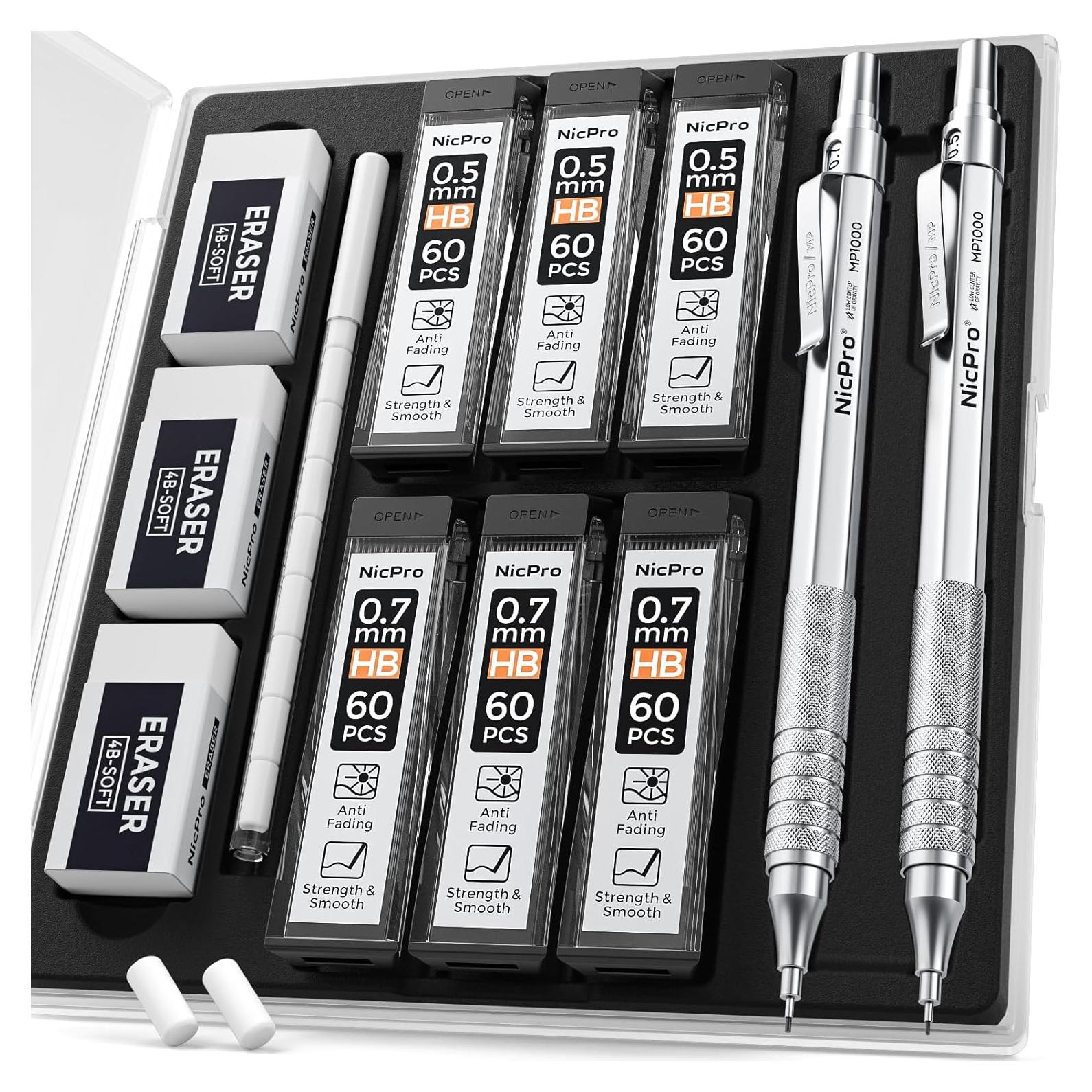 Lápiz Mecánico Nicpro MP1000 0.5mm y 0.7mm con Estuche