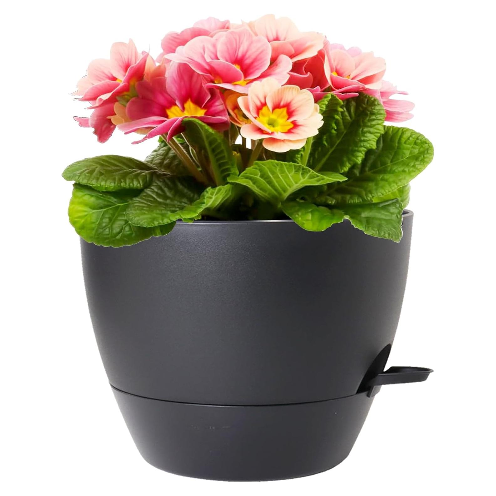 Maceta autorriego MeoWell 30 cm negra para interior y exterior