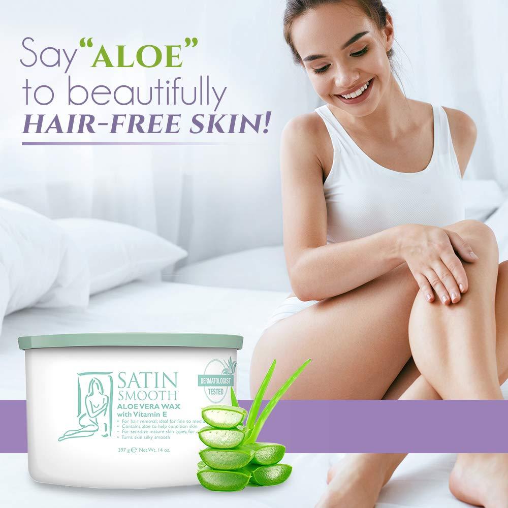 Cera Depilatoria Satin Smooth Aloe Vera 396g - Suave y Efectiva