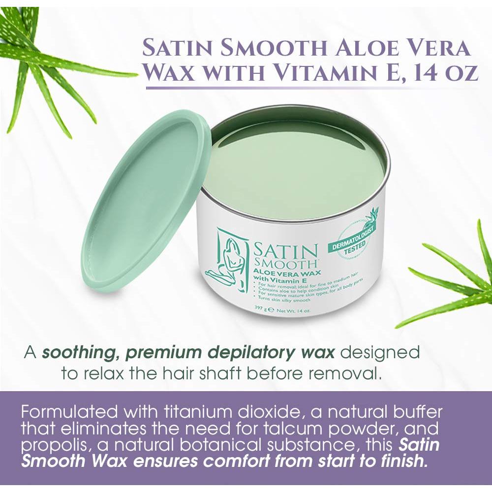 Cera Depilatoria Satin Smooth Aloe Vera 396g - Suave y Efectiva