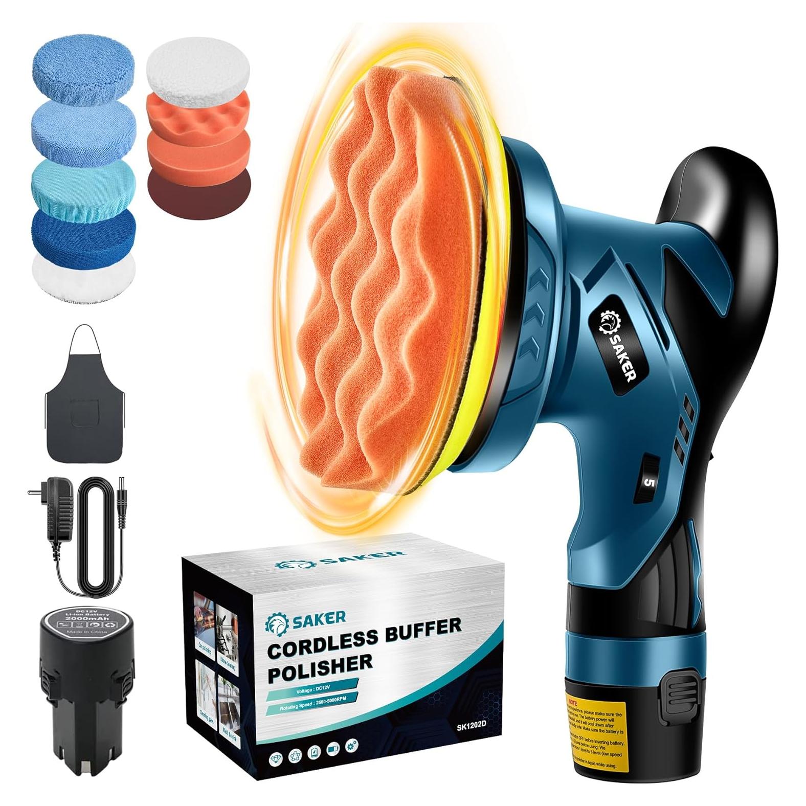 Pulidor Inalámbrico Saker SK1202D 12V 2000mAh 6" Accesorios