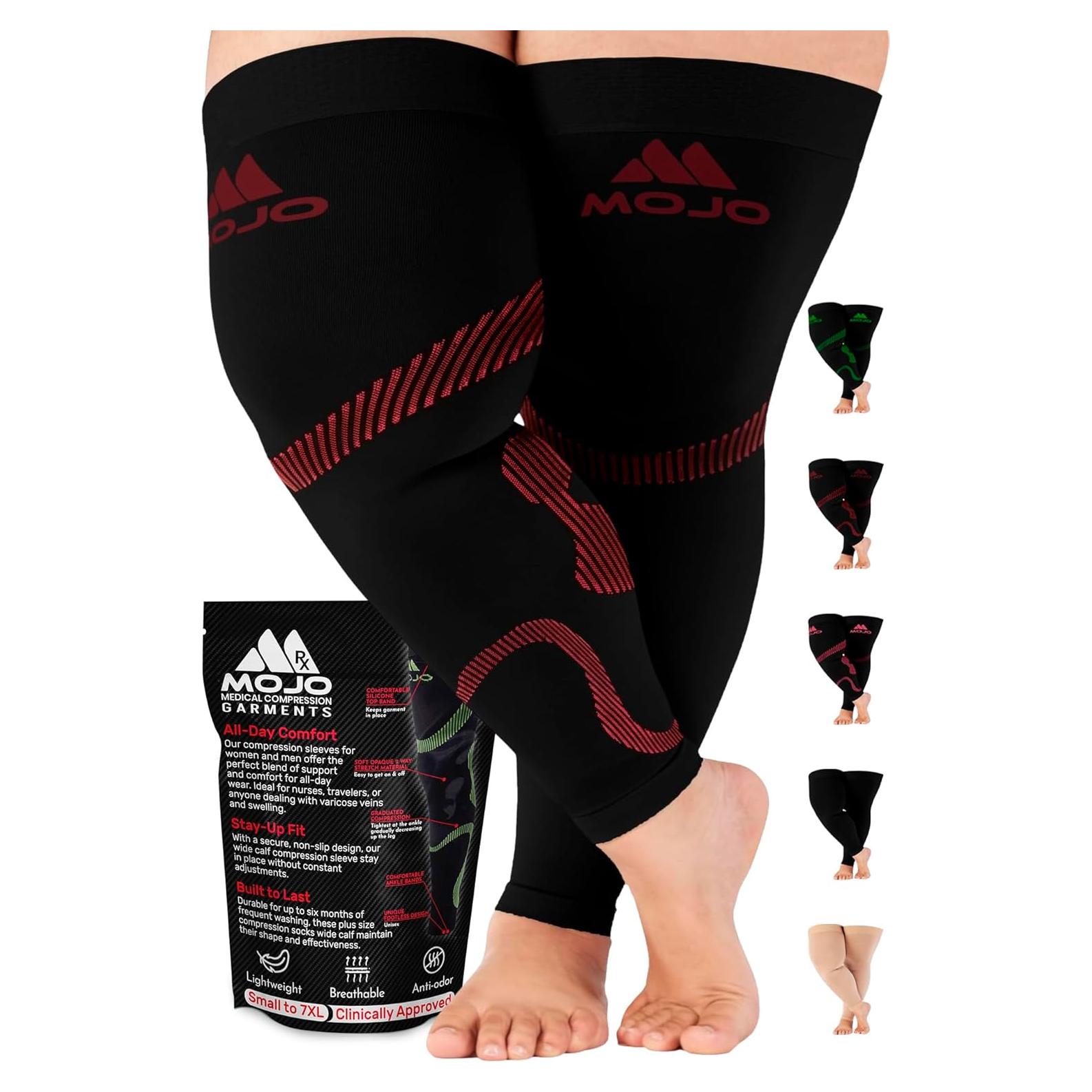 Manga de Compresión Mojo 2X-Large Negro/Rojo para Muslos