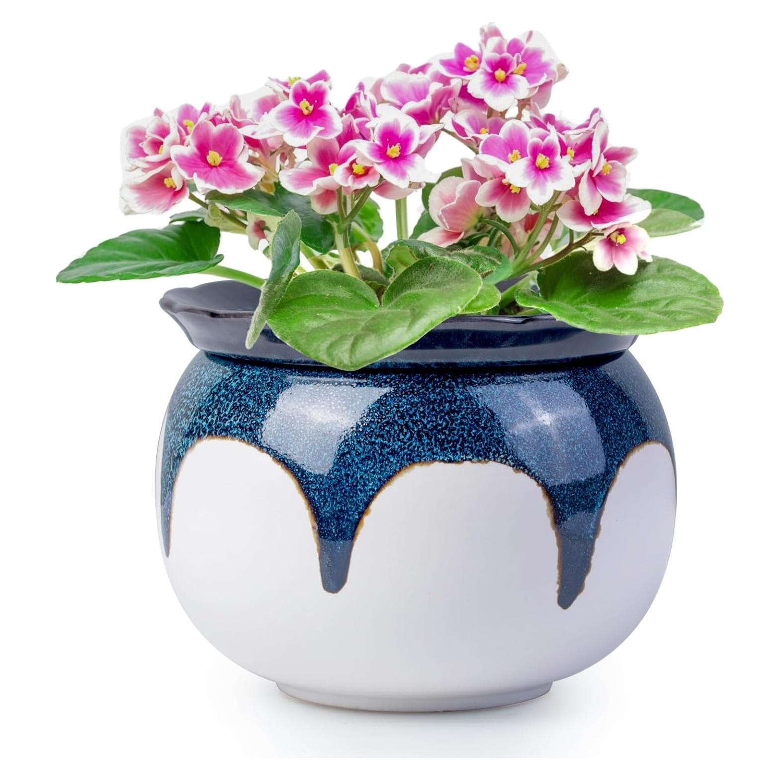 Maceta Autorriego LITUDISO 15 cm Azul Gradiente Cerámica