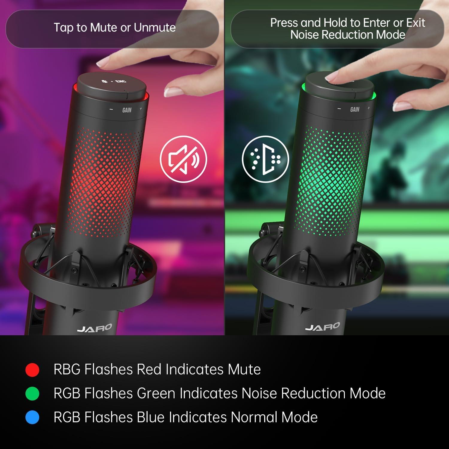 Micrófono JARO J101-CS USB con Cancelación de Ruido RGB
