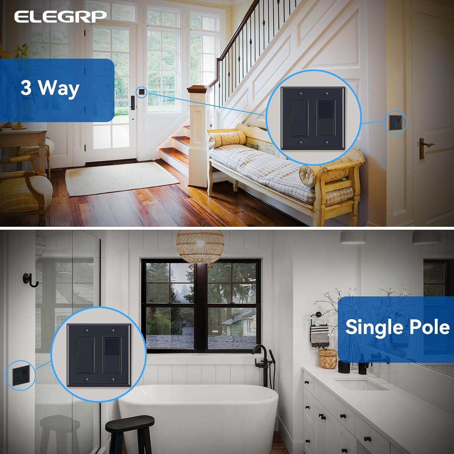 Interruptor Regulador Digital ELEGRP 300W LED/CFL Negro