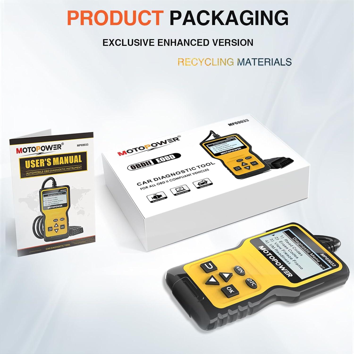 Escáner OBD2 MOTOPOWER MP69033 Diagnóstico de Coche Amarillo