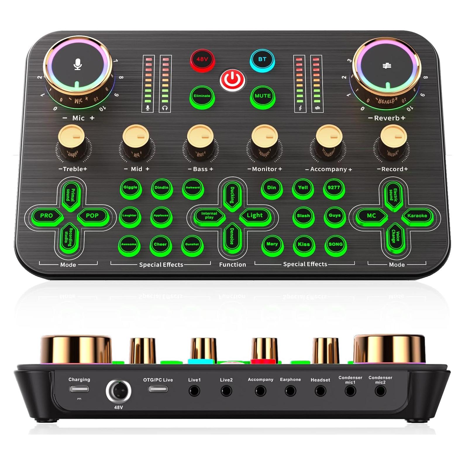 Mezclador de Audio Facmogu K600 para Streaming y Podcasting