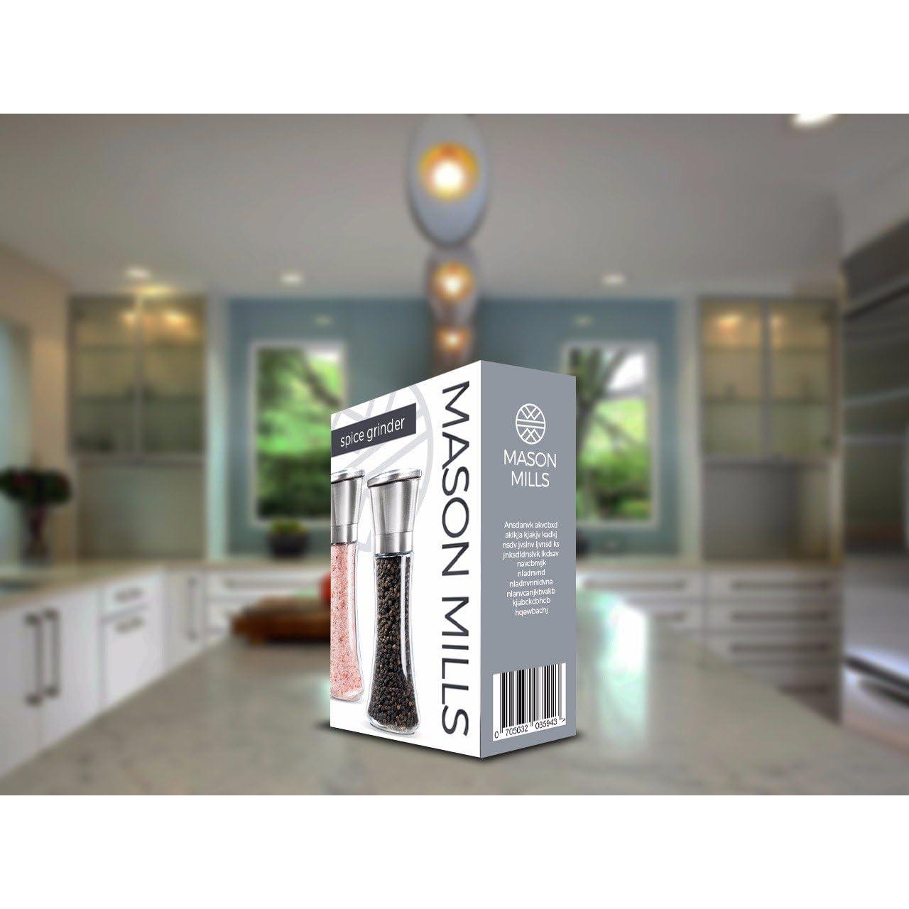 Juego de Molinillos de Sal y Pimienta Mason Mills - Acero Inoxidable