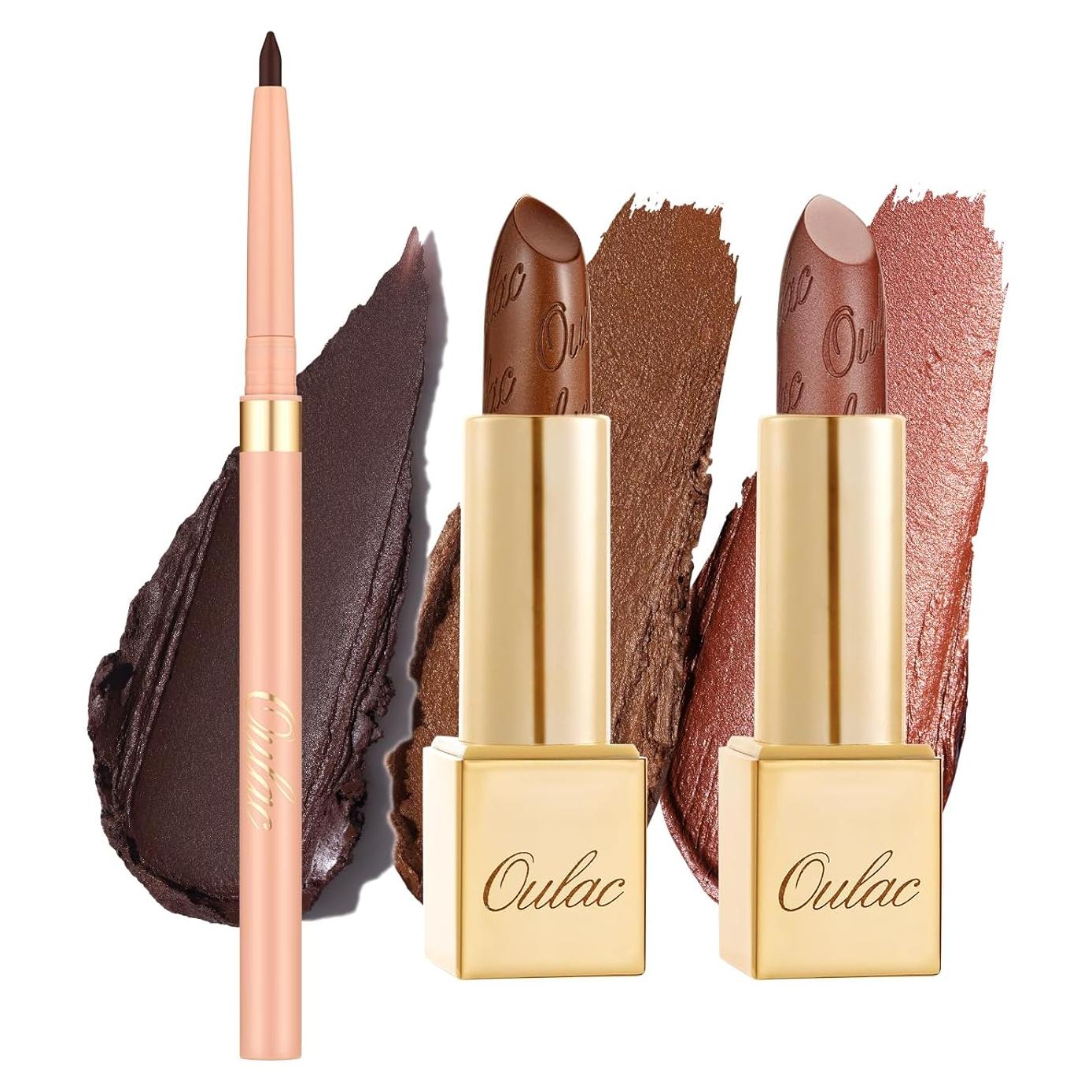 Conjunto Labial y Delineador Oulac 3PCS Vegano Hidratante